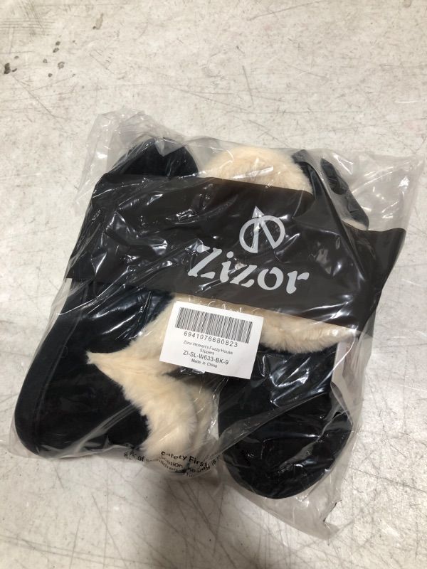 Photo 2 of Zizor Women's Fuzzy Bootie Slippers with Memory Foam, Ladies Indoor Outdoor House Shoes SIZE 9 Night Black