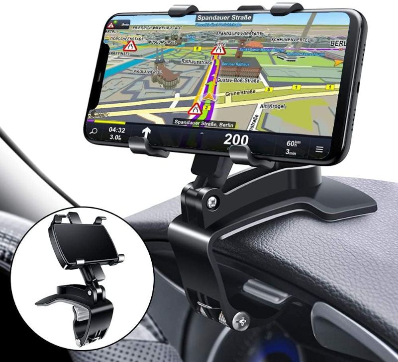 Photo 1 of Car Phone Mount,Cell Phone Holder for 360 Degree Rotation Dashboard Clip Mount Car Phone Stand Compatible for iPhone 11/ 12 Pro XS XR 8 Plus Samsung Galaxy S10 S9 LG And Any 4-7 Inches Smartphones
