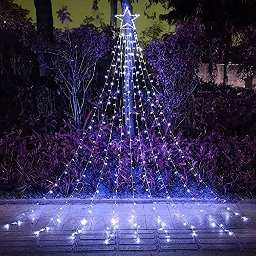 Photo 1 of (New) Christmas Decorations Star Lights, Waterfall Christmas String Lights with 317 LED Star Hanging Twinkle Fairy Curtain Lights for Party Wedding Holiday Halloween Indoor Outdoor Decorative 