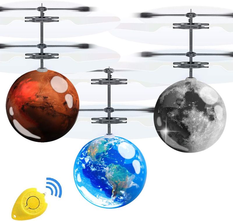 Photo 1 of 3 Pack Flying Ball Toys Kids Holiday for Boys Girls 6-14 Years Christmas Stocking Stuffers Light Up Hand Operated Drones Hover Ball Recharge Helicopter with Remote Controller 