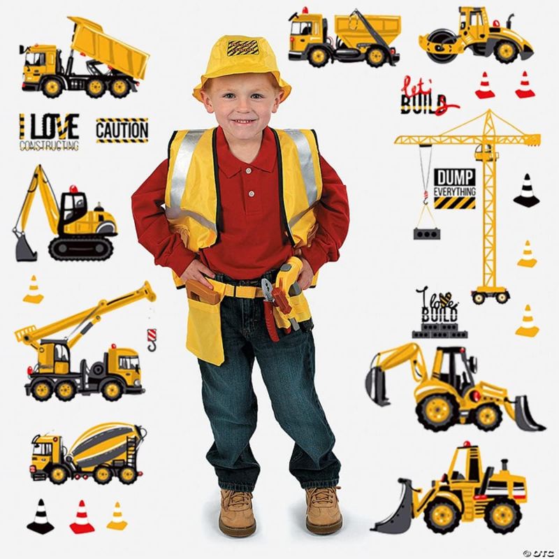 Photo 1 of AIYANG Construction Vehicles Wall Stickers Truck Digger Tractor Crane Engineering Car Wall Stickers for Boys Bedroom Playroom Construction Decor for Boys Room Decoration 