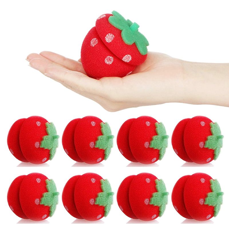 Photo 1 of Cute Strawberry Hair Curlers, No Heat Wave Hair Curls Balls, 