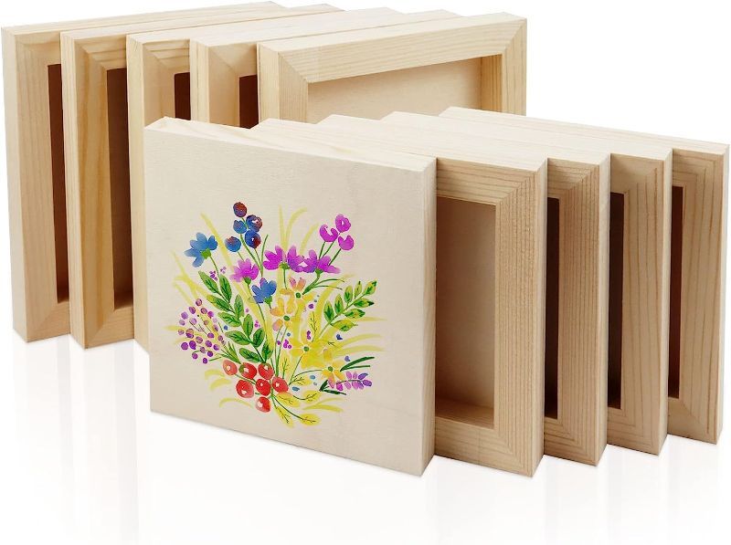Photo 1 of 2 Sizes Wood Panel Boards, Unfinished Wood Canvas Wooden for Pouring Art, Crafts, Painting and Décor, 5’’, 6’’ 