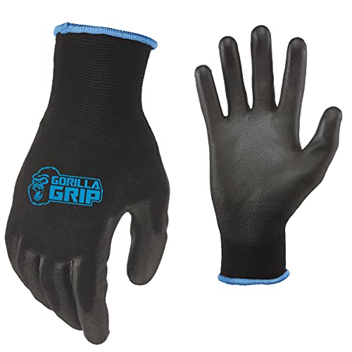 Photo 1 of 2 PK GORILLA GRIP Grey Slip Resistant All Purpose Work Gloves Black Large