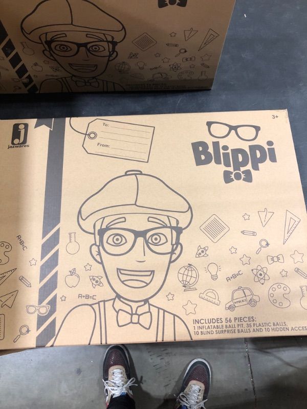 Photo 1 of Blippi Ball Pit Mystery Adventure, Featuring Portable Indoor / Outdoor Inflatable Ball Pit, 35 Plastic Balls, 10 Surprise Balls with 10 Accessories