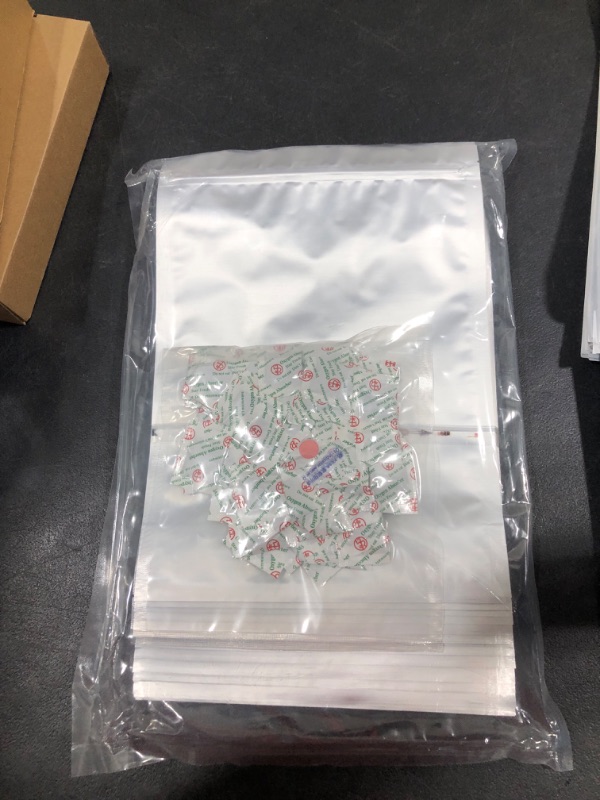 Photo 2 of  1 Gallon Mylar Bags with 200cc(100 Packets) Oxygen Absorbers,5 mil 50 Bags 10" x 14" Stand-Up Zipper Pouches Mylar Bags for Long Term  Food Storage