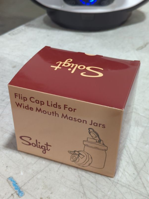 Photo 1 of 4 Pack Flip Cap Mason Jar Lids with Pour Spout and Leak-proof Airtight Seal for Drinking Salad Dressing - Wide Mouth 