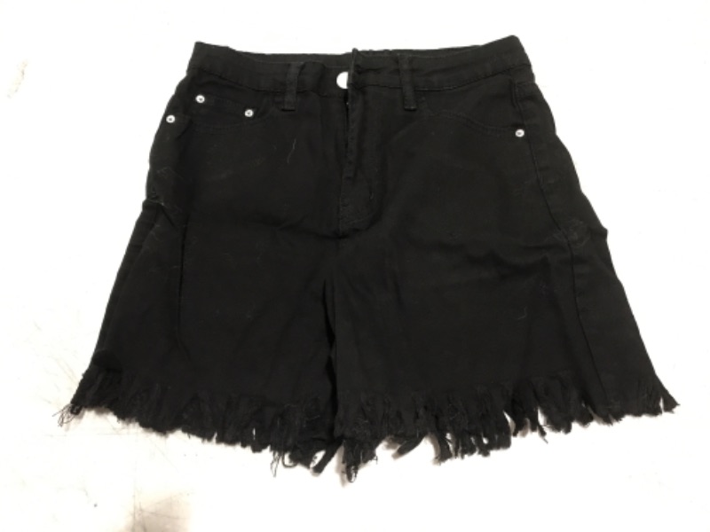 Photo 2 of Haola Womens Ripped Hole Denim Shorts Fashion Raw Hem Distressed High Waisted Shorts Small Denim Black