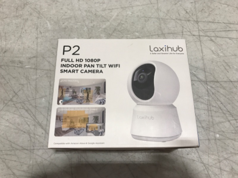 Photo 3 of 360° Pet Camera with Phone App, Laxihub Indoor Security Camera for Baby/Dog, P2 Pan/Tilt Pet Monitor with Super IR Night Vision, Motion Detection & 2-Way Audio, Works with Alexa & Google Assistant White