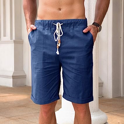 Photo 1 of Boisouey Men's Linen Casual Classic Fit Short Summer Beach Shorts  SIXE 3XL 