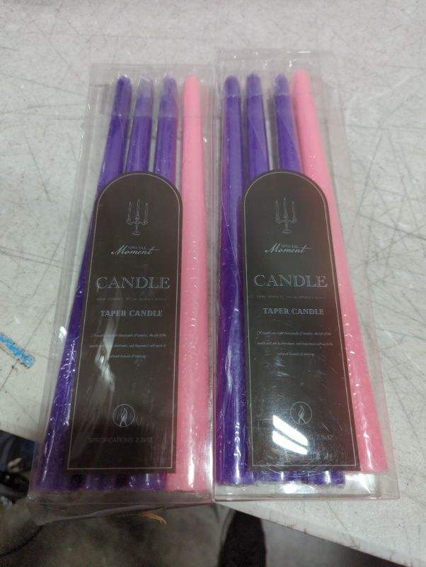 Photo 2 of 12 inch 8 Pack Christmas Advent Taper Candle 6 Purple &2 Pink -Unscented Dripless and Smokeless Home Décor - Dinner, Party, Wedding, Halloween, Churches (12 inch, Multi-Colored)
