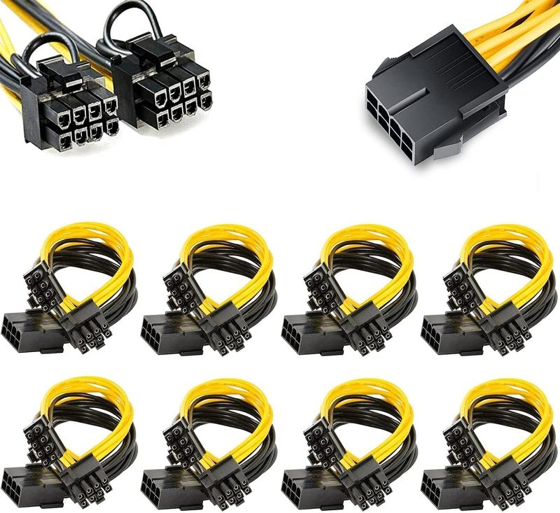 Photo 1 of PCIe Splitter 8 Pin Female to Dual 8 Pin (6+2) Male 12-Inches PCI Express Power Cable Adapter GPU VGA Extension Cable Mining for Graphics Card BTC Miner (8 Pack) 