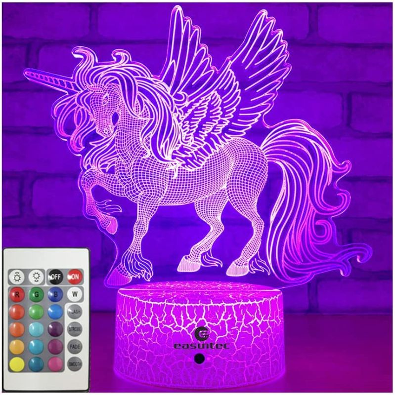 Photo 1 of easuntec Unicorn Gifts Night Lights for Kids with Remote & Smart Touch 7 Colors + 16 Colors Changing Dimmable Unicorn Toys 1 2 3 4 5 6 7 8 Year Old Girl Gifts (Unicorn 16WT)
