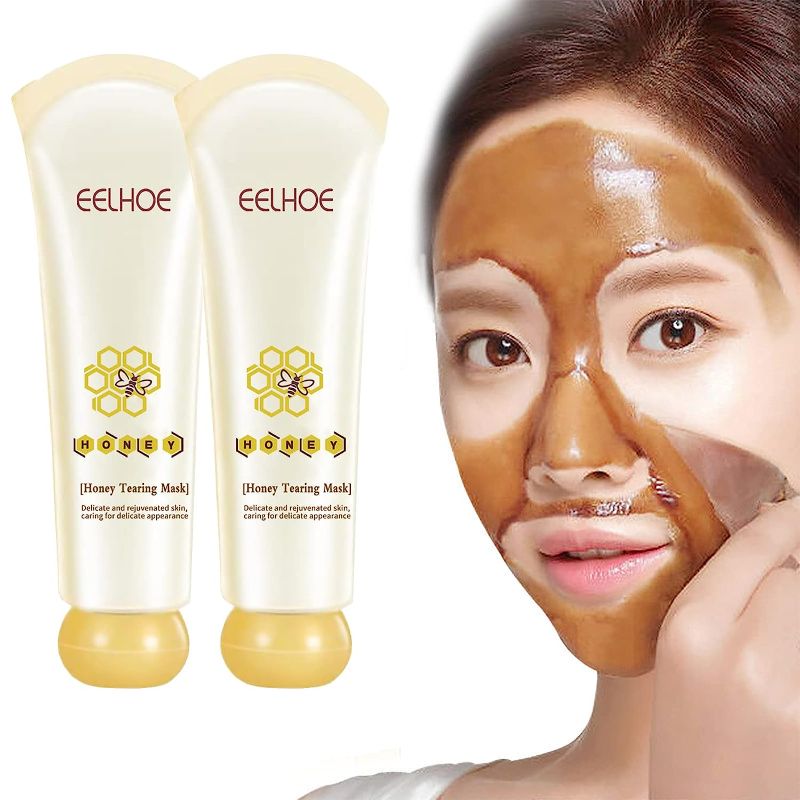 Photo 1 of 3 pack - Honey Tearing Peel Mask, EELHOE Honey Tearing Mask Peel Mask Dead Skin Clean Pores Shrink, Oil Control Painless Blackhead Honey Mask, Face Deep Cleasing & Moisturizing Mask, For All Skin Types Women - exp 2026 
