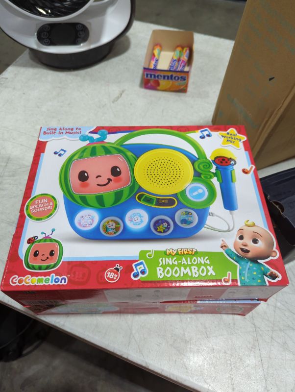 Photo 2 of eKids Auxiliary Cocomelon Toy Singalong Boombox with Microphone for Toddlers, Built-in Music and Flashing Lights, Fans of Cocomelon Gifts