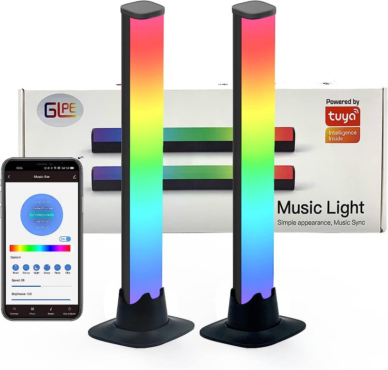 Photo 1 of GLPE Smart LED Light Bars, Ambient Backlights That Sync with Music, Gaming Lamp are Controlled by Tuya APP via Bluetooth,10 Scene+4 Music Modes, RGB Desk Light for TV,PC,Room,Party
