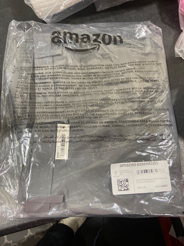 Photo 1 of Amazon Essentials Men's Slim-Fit Stretch Golf Pant Polyester Blend Grey 33W x 34L