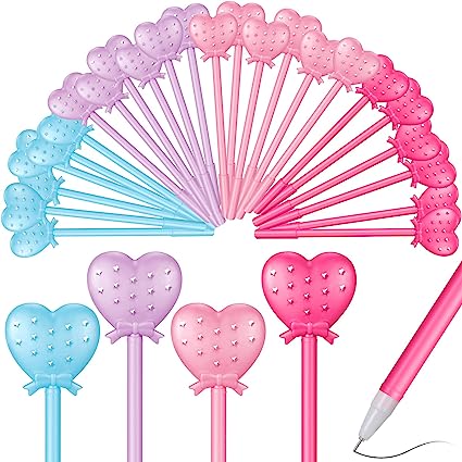 Photo 1 of 48 Pieces Valentine's Day Heart Shape Pens Black Ink Ballpoint Pens 0.5 mm Bow Heart Pens Writing Pens for Office School Home Wedding Valentines Party Favor Teachers Students Friends Gifts Supplies
