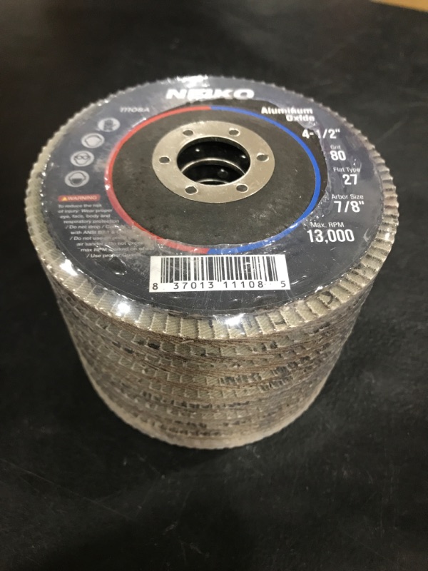 Photo 2 of 4-1/2" Flap Disc, Alum Oxide, 80 Grit Tool for Grinder. Pack of 10