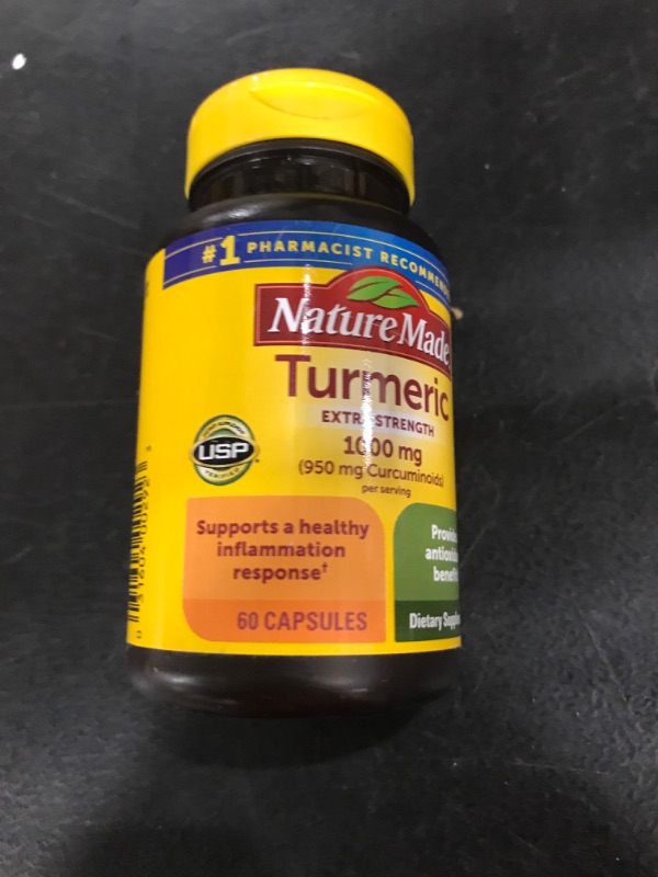 Photo 1 of Nature Made Extra Strength Turmeric Curcumin with Black Pepper, 1000mg Turmeric extract (950mg Curcuminoids) per serving, Supports Healthy Inflammation Response, 60 Vegetarian Capsules, 30 Day Supply EXP NOV 2024