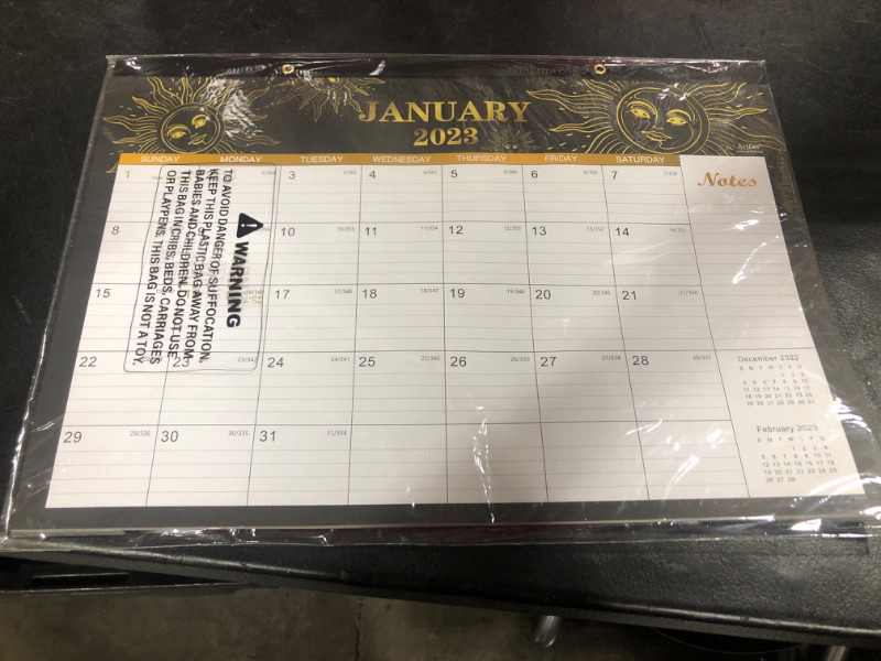 Photo 2 of 2023 Desk Calendar - 18 Monthly Desk/Wall Calendar 2-in-1,16.8" x 12", January 2023 - June 2024, Thick Paper with Corner Protectors, Large Ruled Blocks - The Sun Black