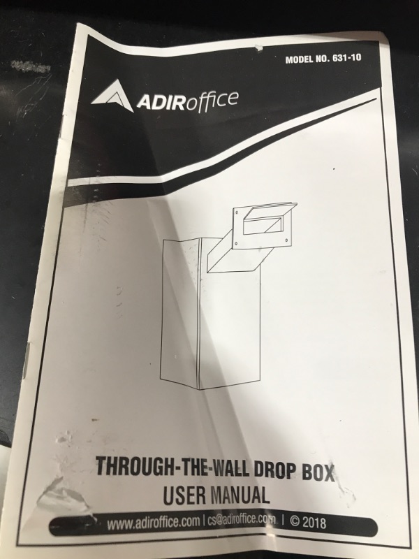 Photo 2 of New AdirOffice Through The Wall Drop Box Safe - Durable Thick Steel w/Adjustable Chute - Mail Vault for Home Office Hotel Apartment Black