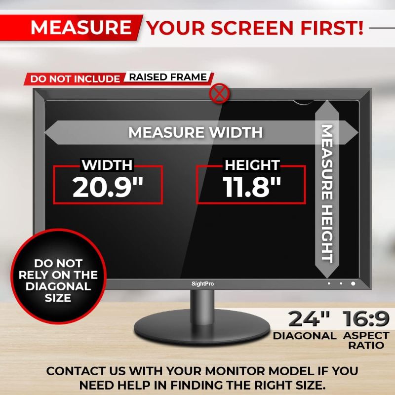 Photo 1 of  24 Inch Computer Privacy Screen Filter for 16:9 Widescreen Monitor - Privacy Shield and Anti-Glare Protector