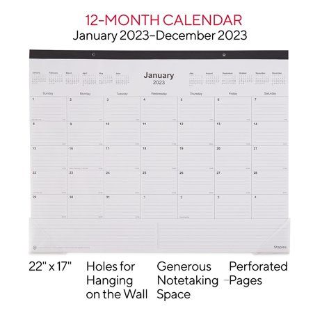 Photo 1 of 2023 Staples 22" X 17" Desk Pad Calendar, Black (ST12951-23)
