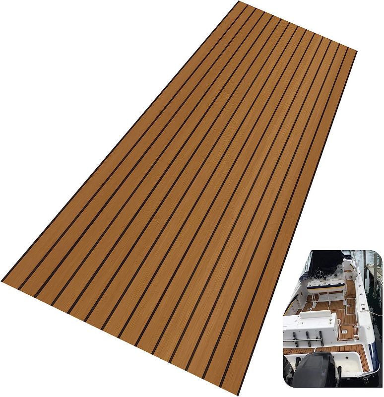 Photo 1 of 
LUBEMIDA EVA Foam Boat Flooring Sheet Marine Faux Teak Decking Carpet for Yacht Floor,94.5"x35.4" Adhesive and Bevelled Edge