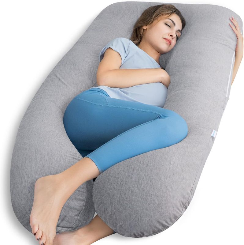 Photo 1 of  Cooling Pregnancy Pillows, Maternity Pillow for Sleeping, 55in U Shaped Body Pillow for Pregnant Support, with Removable Silky Cover, Gray