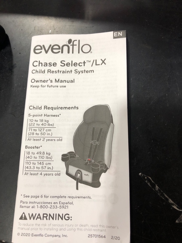 Photo 2 of Evenflo Chase Harnessed Booster, Jubilee , 18x18.5x29.5 Inch (Pack of 1)
