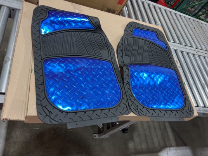 Photo 1 of Automotive Floor Mats Blue Universal Fit Climaproof for All Weather Protection Heavy Duty Rubber fits Most Cars, SUVs, and Trucks, Trim to Fit Design FH Group F11315BLUE