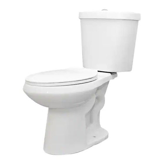 Photo 1 of 2-piece 1.1 GPF/1.6 GPF High Efficiency Dual Flush Complete Elongated Toilet in White, Seat Included
