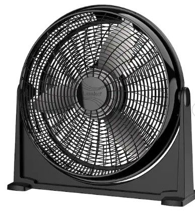 Photo 1 of 20 in. 3 Speeds Floor Fan in Black with 90 Degrees Tilt Adjustment, Built-In Carry Handle, Wall Mountable
