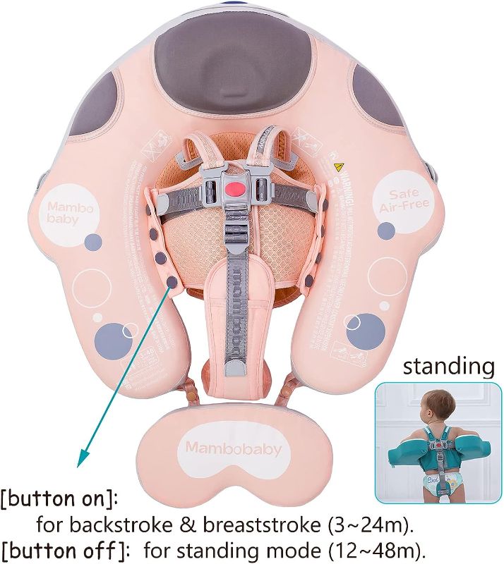 Photo 1 of 3Months to 48Months 3rd Swim Mode Standing Stroke Mambobaby Float with Canopy Tail Non Inflatable Smart Swim Trainer Solid Baby Swim Pool Float Mambo Baby Float Infant Toddler Swimming Ring