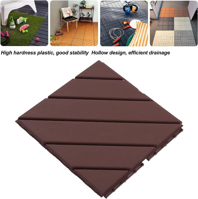 Photo 1 of 22 Pcs Interlocking Flooring Tiles Plastic Tiles Outdoor for Patio decks Poolsides Gardens Backyard(Brown), Other Building Tools12 X 12 INCH 