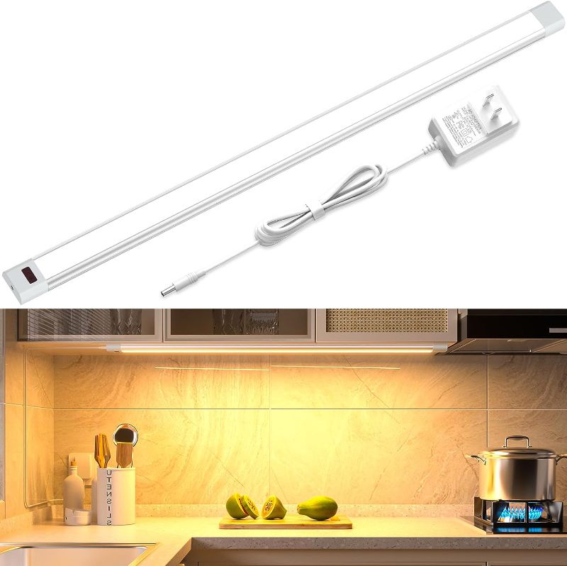 Photo 1 of Hensam 24 Inch Under Cabinet Lighting, 60-LED Super Bright Hand Wave Activated Cabinet Light, Warm Dimmable LED Closet Light for Shelf,Counter,Desk,Kitchen,Cupboard, 2700K
