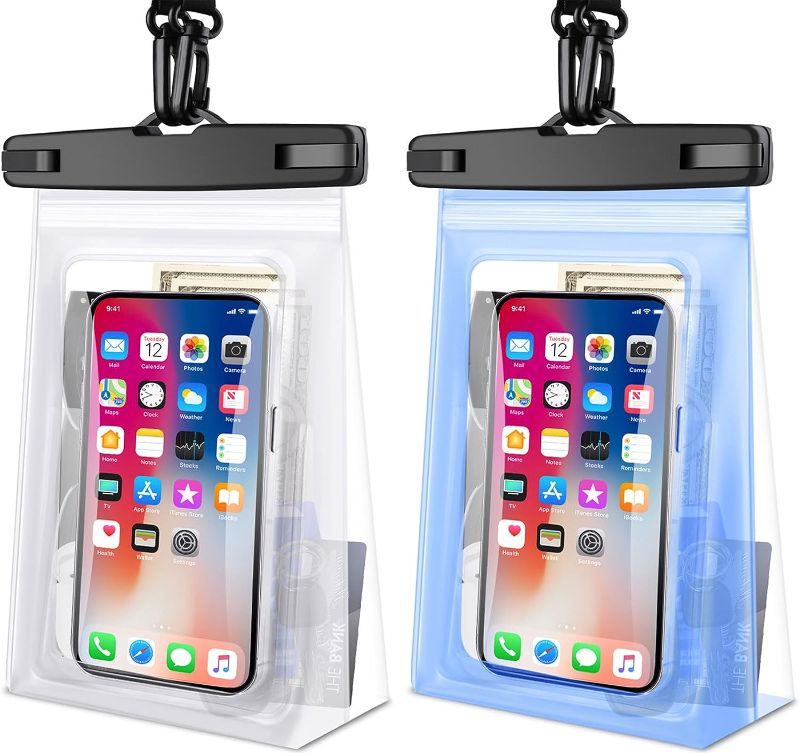 Photo 1 of Waterproof Phone Pouch Floating with Zip Lock Seal, 2 Pack 9" Large Cell Phone Dry Bag Case for iPhone 14 Pro Max 13 12 11 Plus Samsung S23 S22 Ultra Water Proof Holder Protector for Swimming Beach 