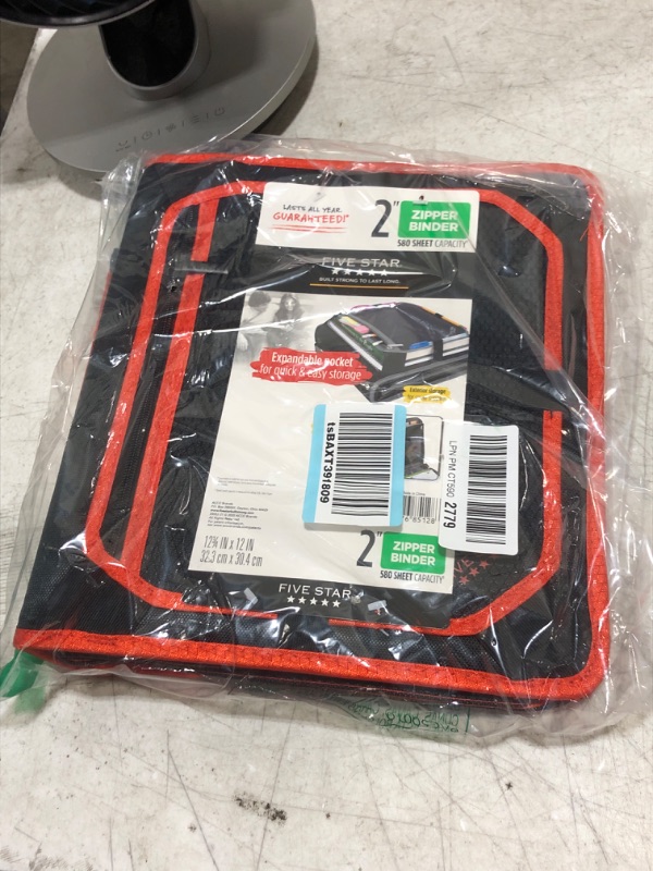 Photo 1 of Five Star Zipper Binder, 2 Inch 3-Ring Binder for School, Expansion Panel, 580 Sheet Capacity, Red/Black (29052CE8) Red/Black Binder