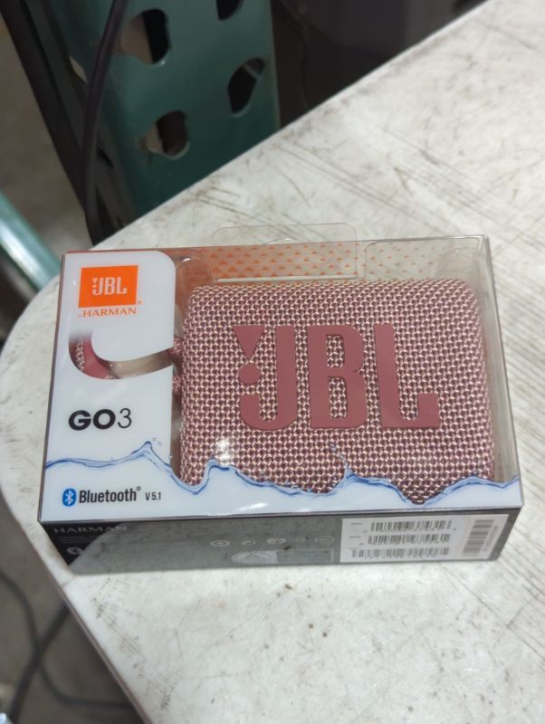 Photo 2 of JBL Go 3: Portable Speaker with Bluetooth, Built-in Battery, Waterproof and Dustproof Feature - Pink GO3 Pink