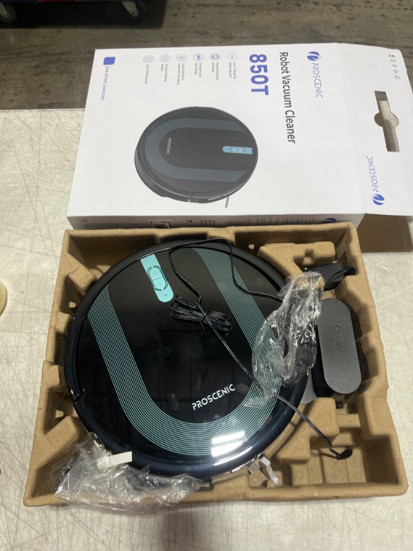 Photo 2 of Proscenic 850T Robot Vacuum and Mop Combo, WiFi/App/Alexa/Siri Control, Robotic Vacuum Cleaner with Gyro Navigation, Boundary Strip Included, Self-Charging, Slim, Good for Hard Floor, Pet Hair, Carpet 
2ANDL-WBR3 23243-WBR3