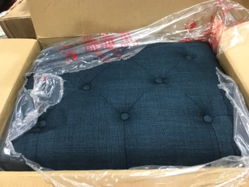 Photo 1 of FIRST HILL FHW Storage Ottoman, Blue Linen