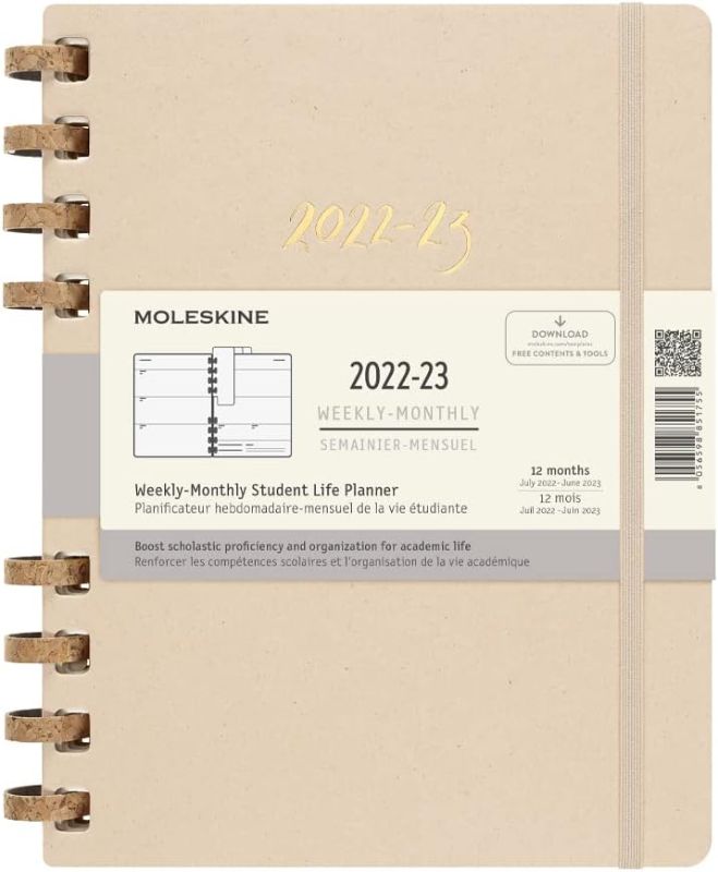 Photo 1 of Moleskine 2022-2023 Spiral Academic Planner, 12M, Extra Large, Remake Sand, Hard Cover (7.5 x 10) 2 pack
