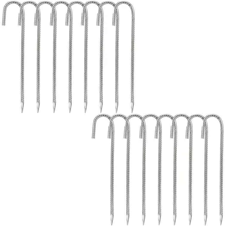 Photo 1 of 16 Pack Ground Rebar Stakes,12 Inch Chain Link Fence Stakes J Hook Ground Anchors for Tent
