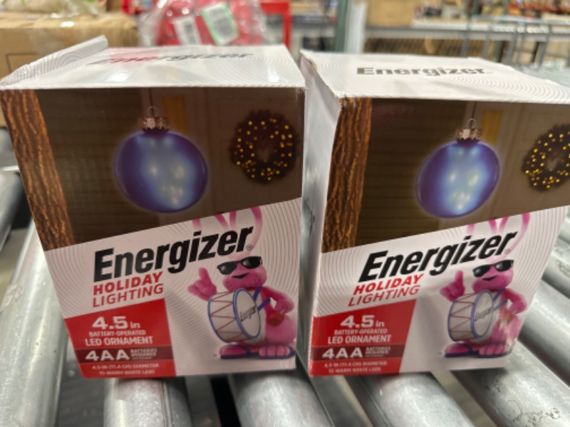 Photo 2 of 2 PACK ENERGIZER Battery Operated LED 4.5" Blue Ornament