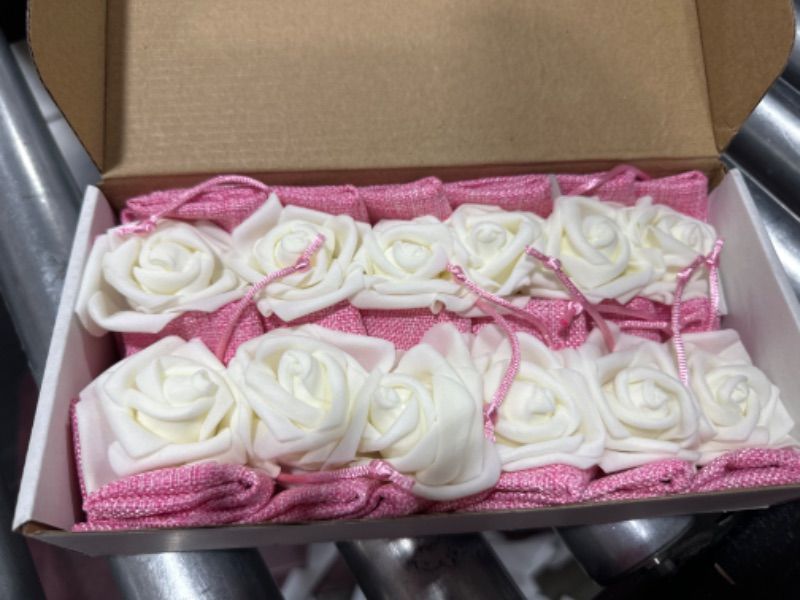 Photo 1 of 12 PACK PINK WITH WHITE ROSES  GIFT BAGS (TINY) ( 