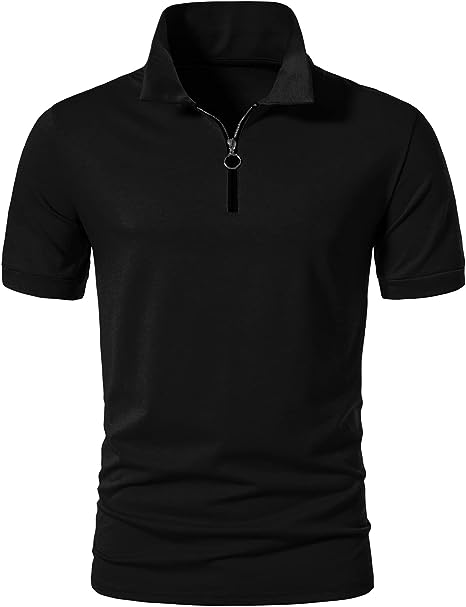 Photo 1 of A WATERWANG Men's Polo Shirts Short Sleeve Slim Fit, Zipper Lapel Golf T-Shirts Basic Designed SIZE L 