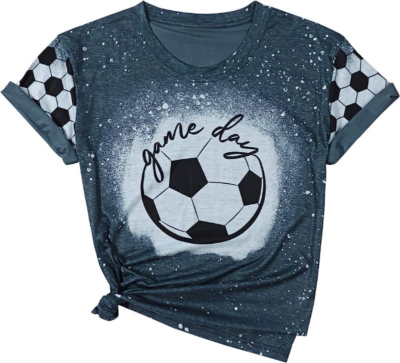 Photo 1 of Game Day Soccer Shirt Women Short Sleeve Football Mom Shirts Ball Sports Lover Gift Tops SIZE XL 