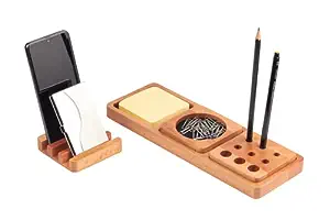 Photo 1 of CROATIVE Office Wooden Desk Organizer - Works as Phone Holder and Tablet Holder - Functional Desk Decor That Will Make Office Desk Organization a Breeze - Great Gift for Men and Women
