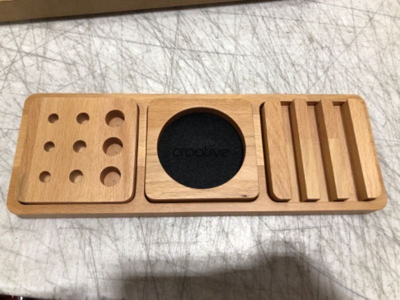 Photo 1 of CROATIVE Office Wooden Desk Organizer - Works as Phone Holder and Tablet Holder - Functional Desk Decor That Will Make Office Desk Organization a Breeze - Great Gift for Men and Women